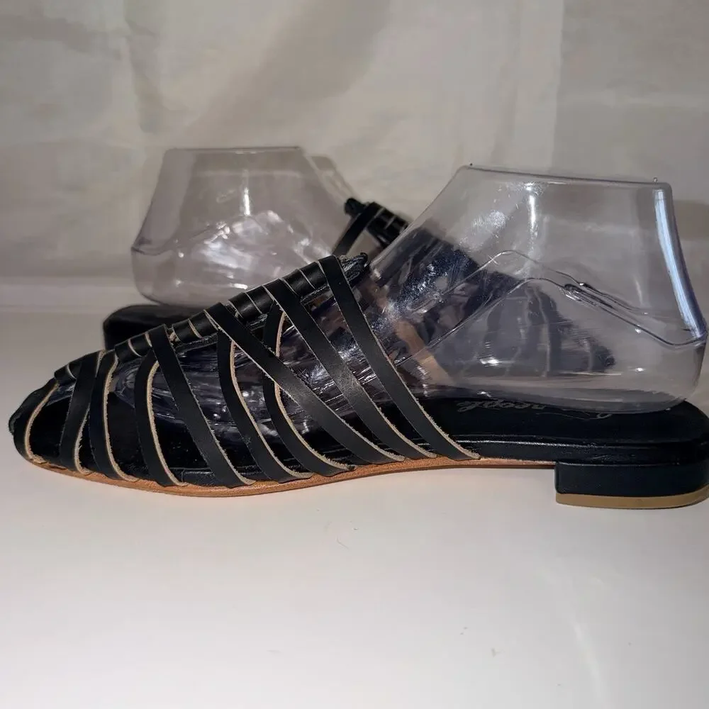 Free People Black Leather Strappy Slide Sandals – EU 40 US 9-9.5 JB2